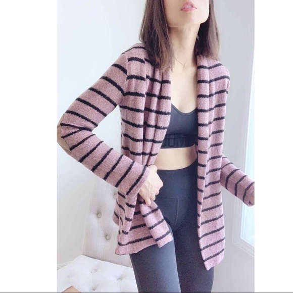 Striped and Suede Patch Cardigan - Picture 5 of 7